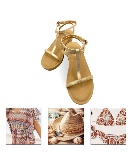 Bali Strappy Wedge Soft Gold Leather