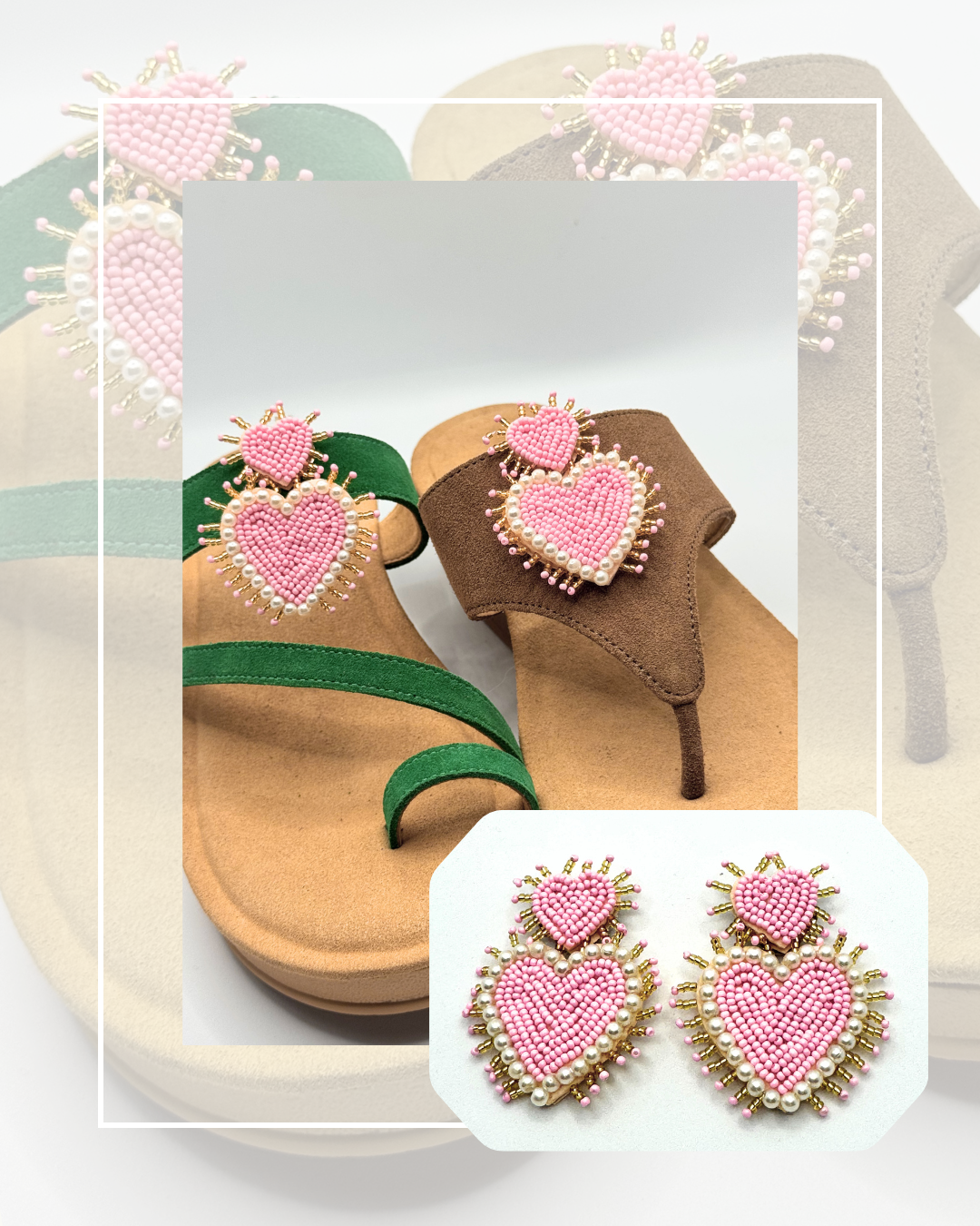 Clip On Beaded Love Hearts in Two Colours