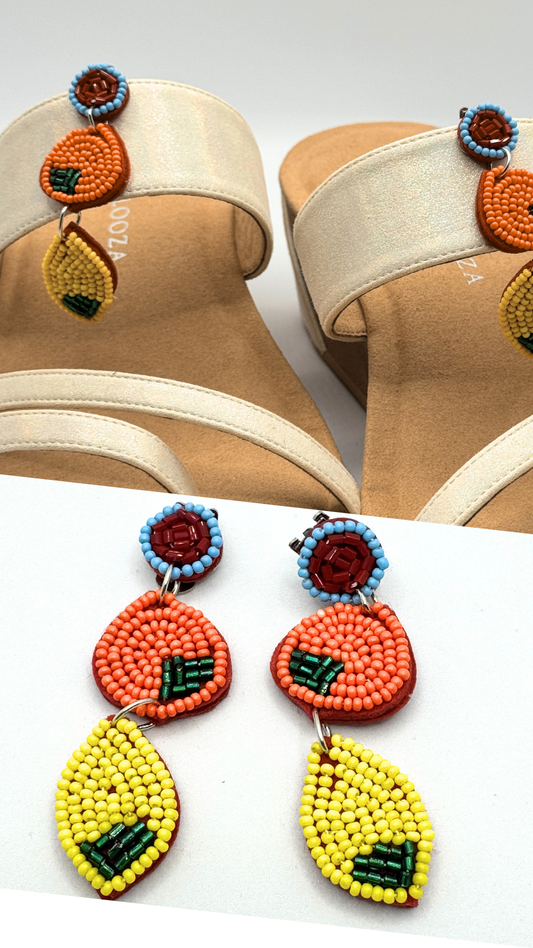 Clip On Beaded Oranges and Lemons