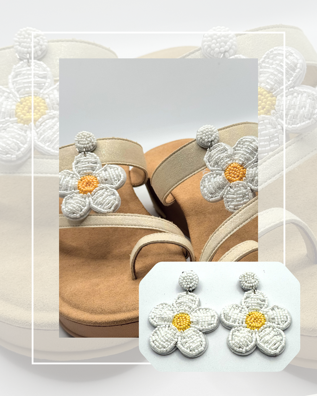 Clip On Beaded White Daisy