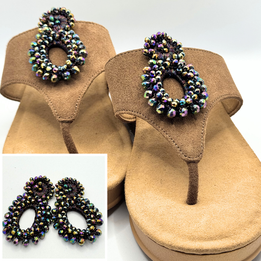 Clip On Beaded Petrol Look Figure of 8