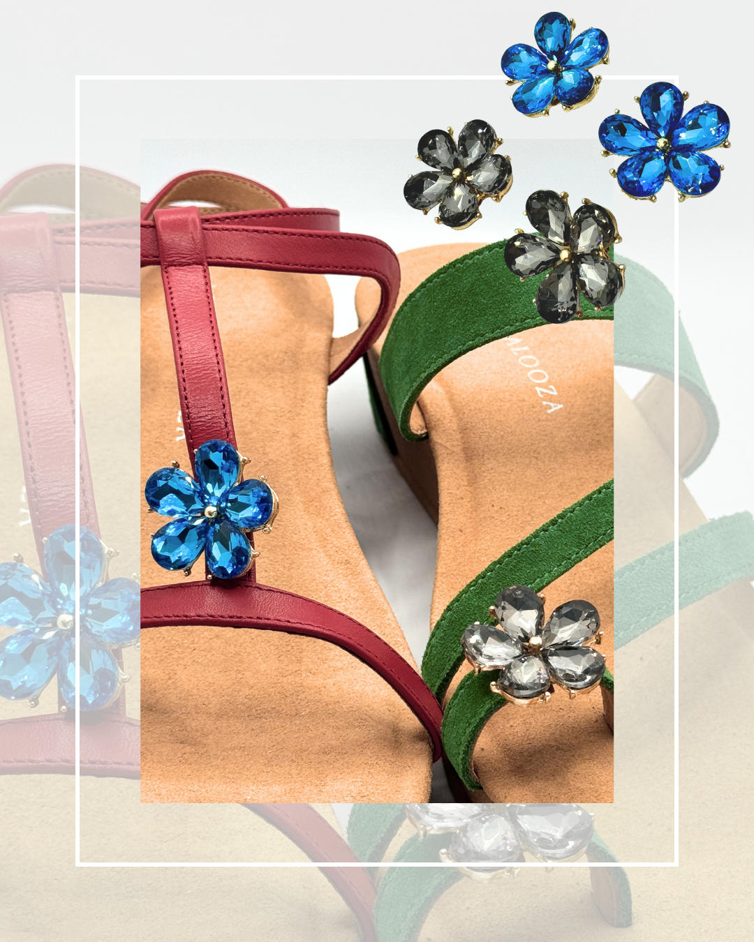 Clip On Gem Flowers in Two Colours