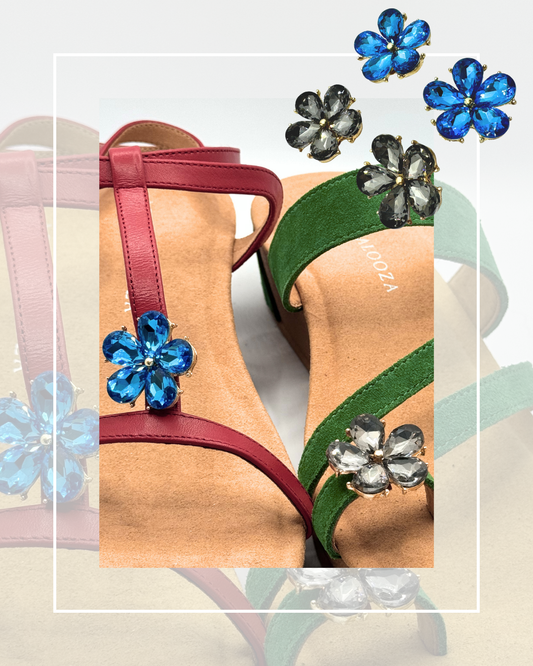 Clip On Gem Flowers in Two Colours