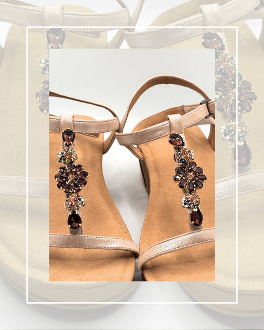 Clip On Long String Gems Brown Blue and Pink