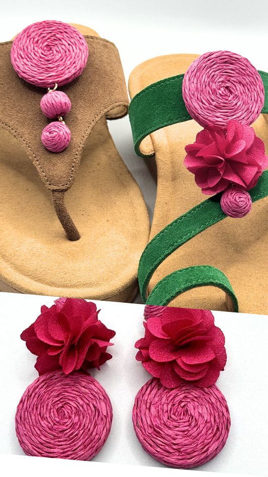 Clip On Paper Circles with Flowers in Various Colours