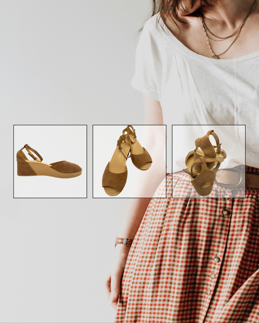 Chiang Mai Peep Toe Wedge Tan Suede
