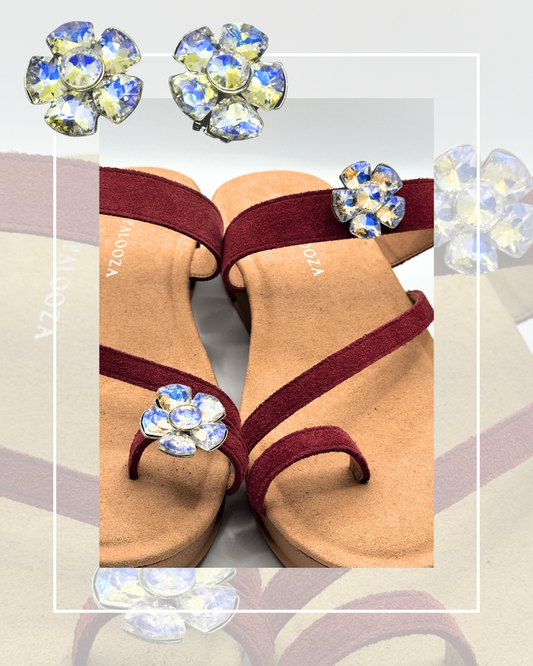 Clip On One Clear Gem Flower Toe Ring