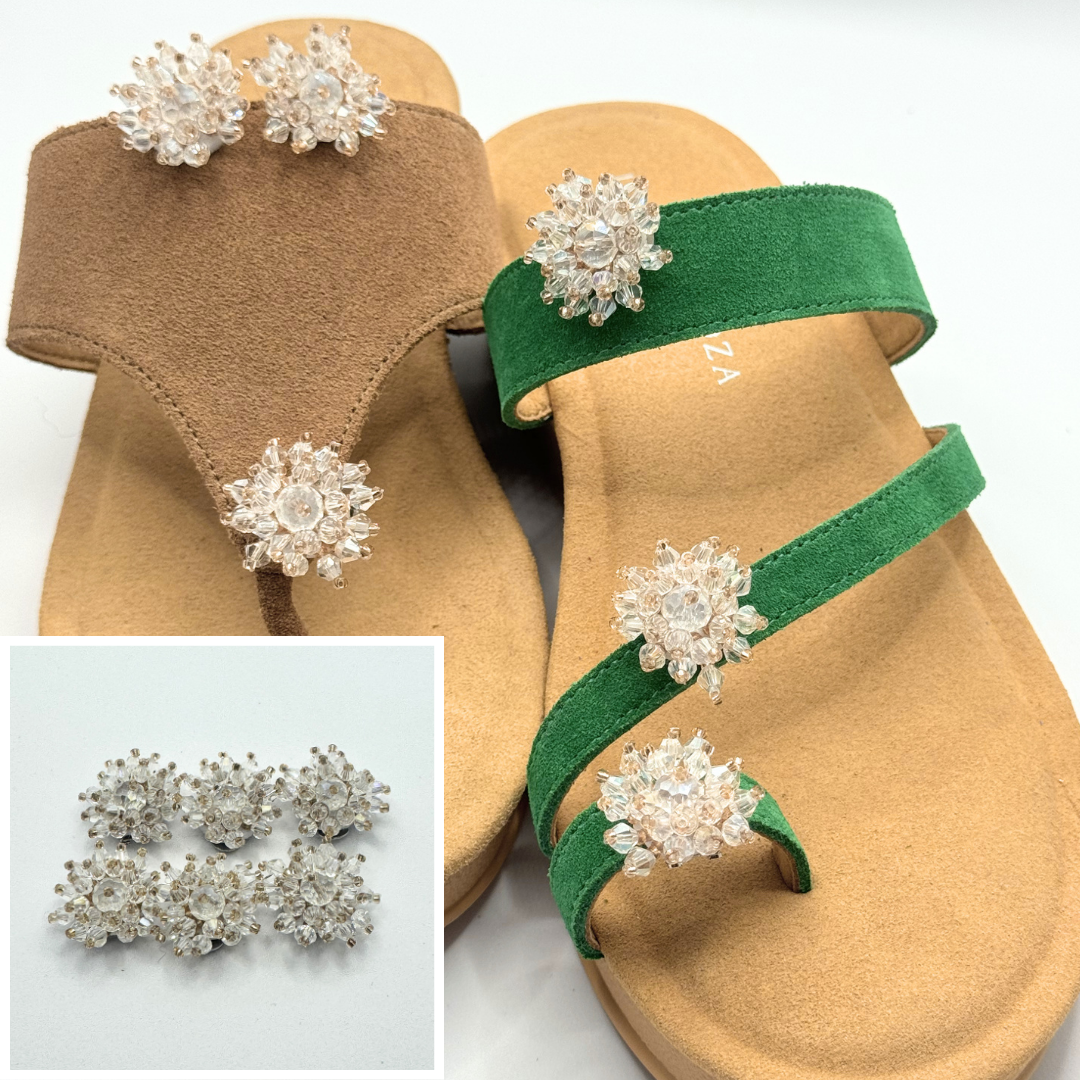 Clip On Set of 6 Mini Flower Beads