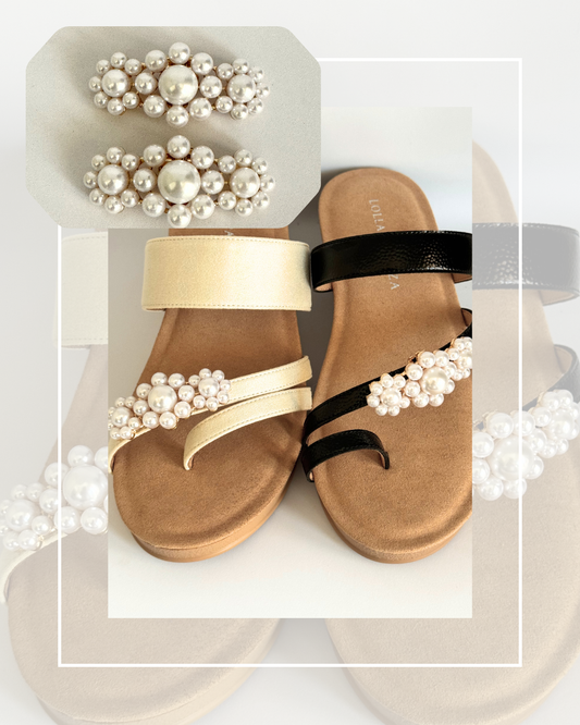 Clip On Cream Beaded Short Band