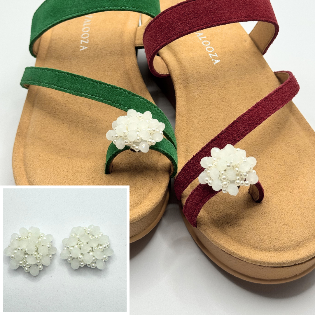 Clip On Cream Beaded Toe Rings