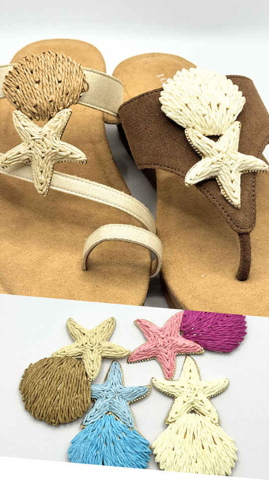 Clip On Paper with Gold Trim Shells and Starfish in 4 Colours