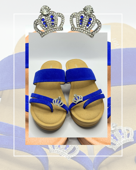 Clip On Crowns with Blue Gem Detail