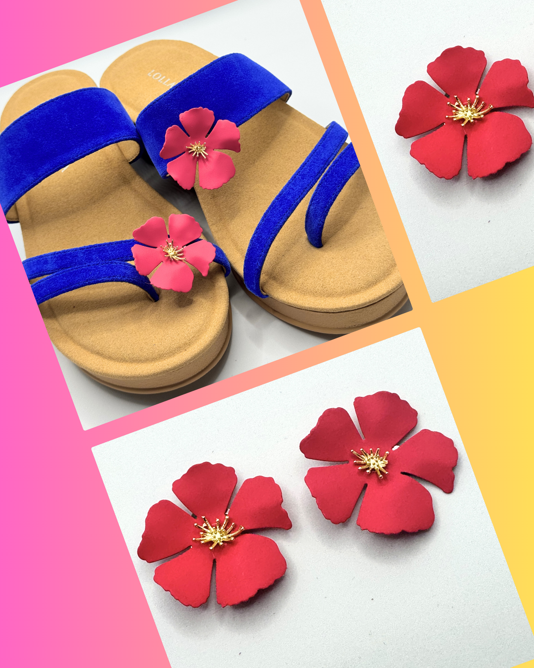 Clip On Metal Medium Flowers Many Colours