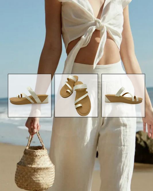 Dubai Toe Ring Wedge Cream Shimmer Micro Suede