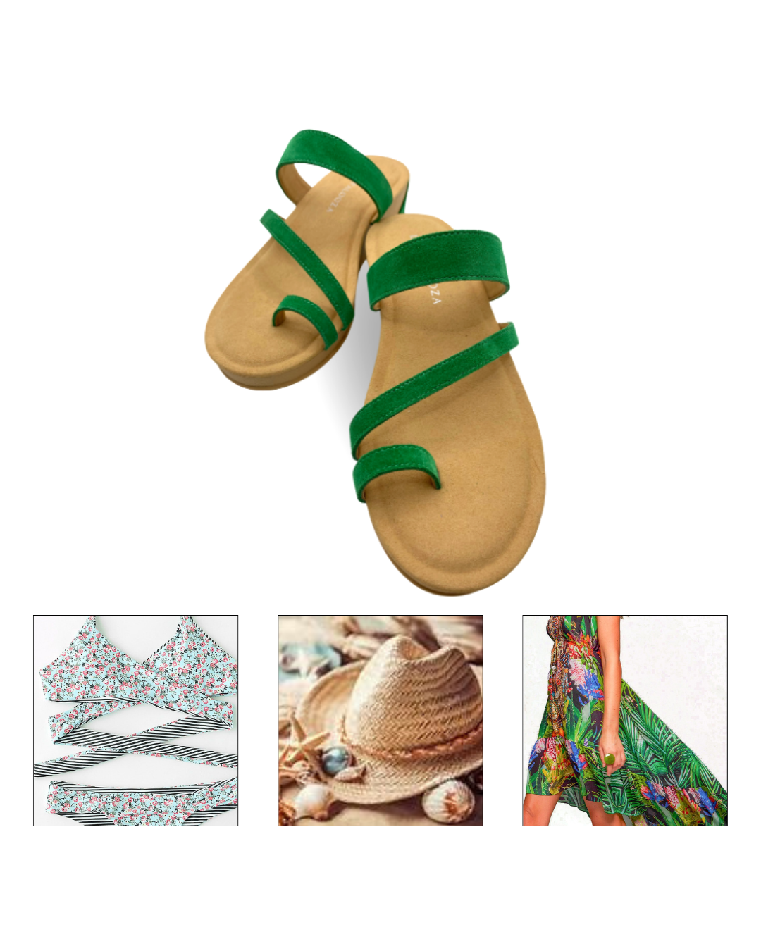 Dubai Toe Ring Wedge Apple Green Suede