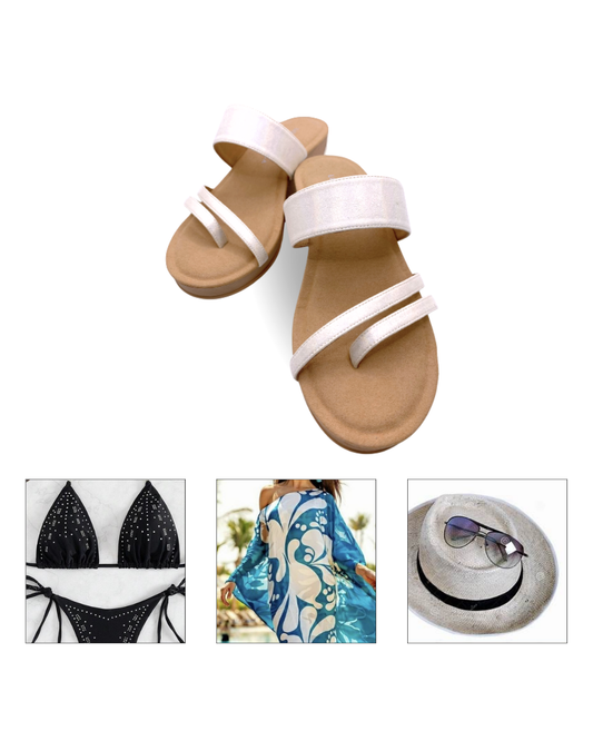 Estepona Wedge Cream Shimmer Micro Suede