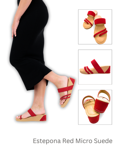 Estepona Wedge Red Micro Suede