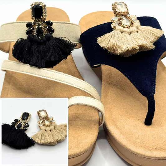 Clip On Gems with Cotton Tassels in Two Colours
