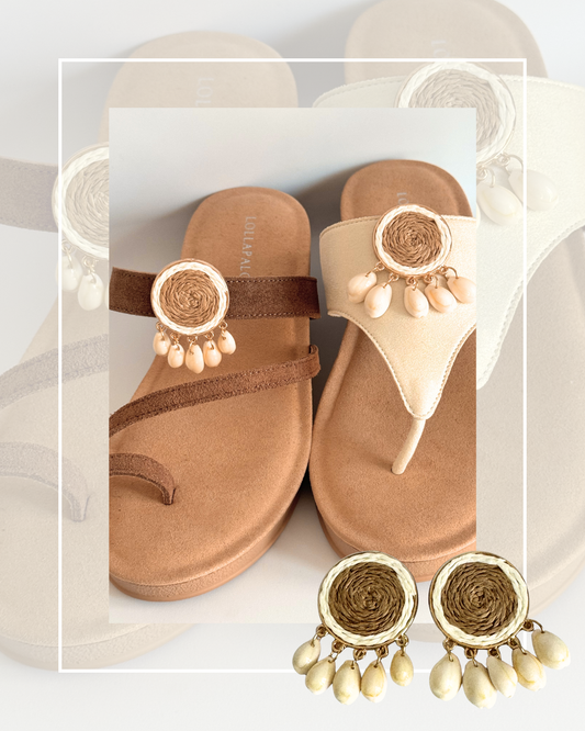 Clip On Gold Trim Paper Circle with Real Shells