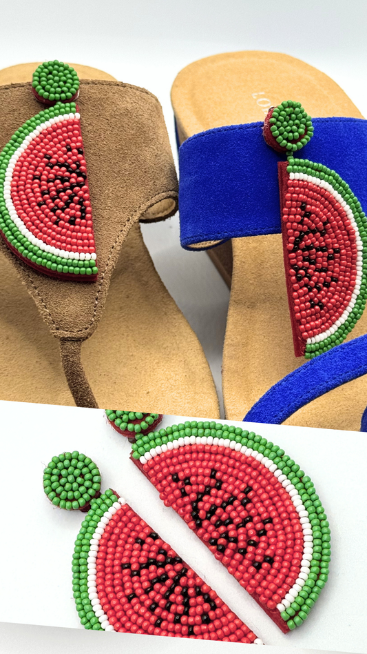 Clip On Beaded Large Watermelon Slices