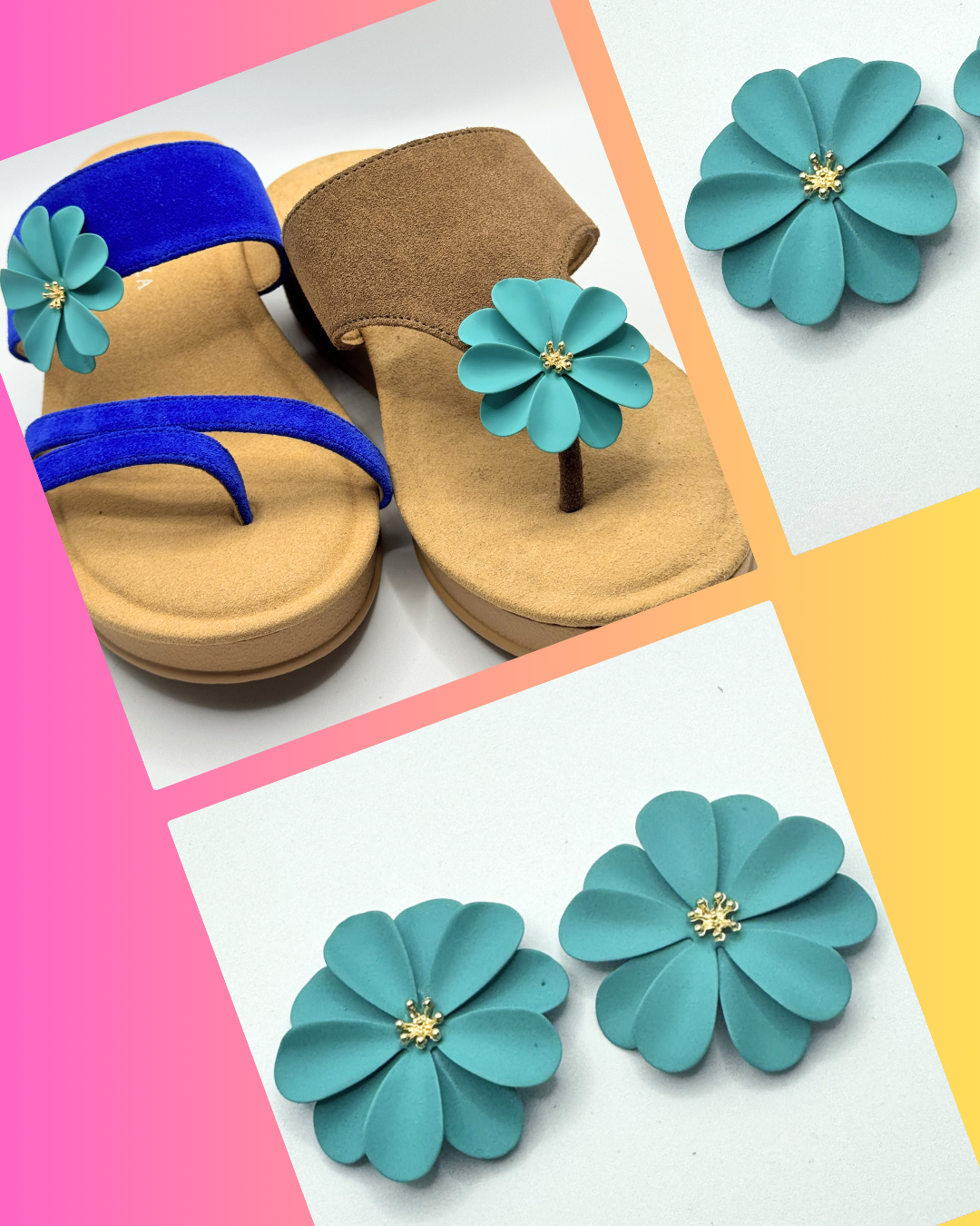 Clip On Metal Large Flower Many Colours