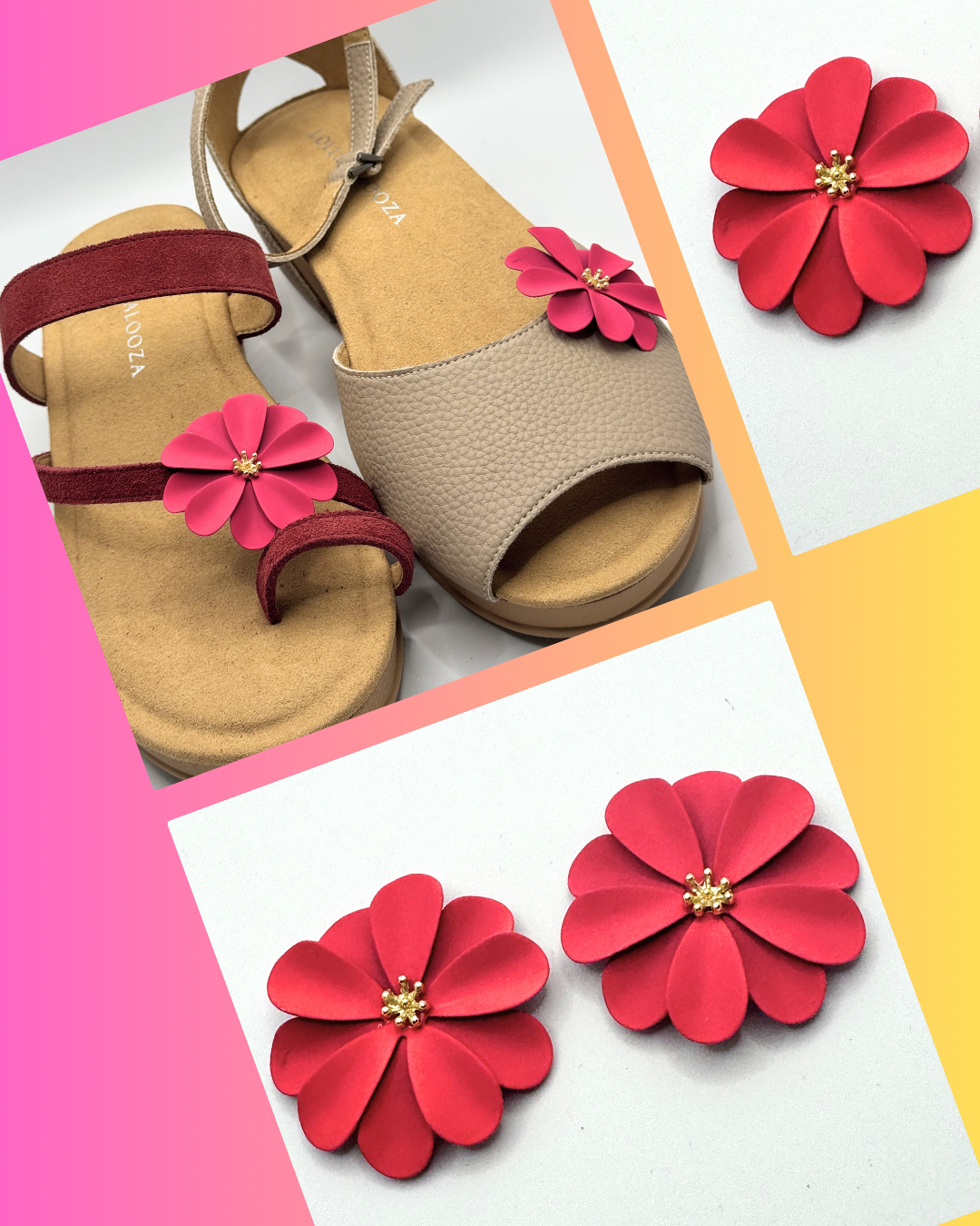 Clip On Metal Large Flower Many Colours