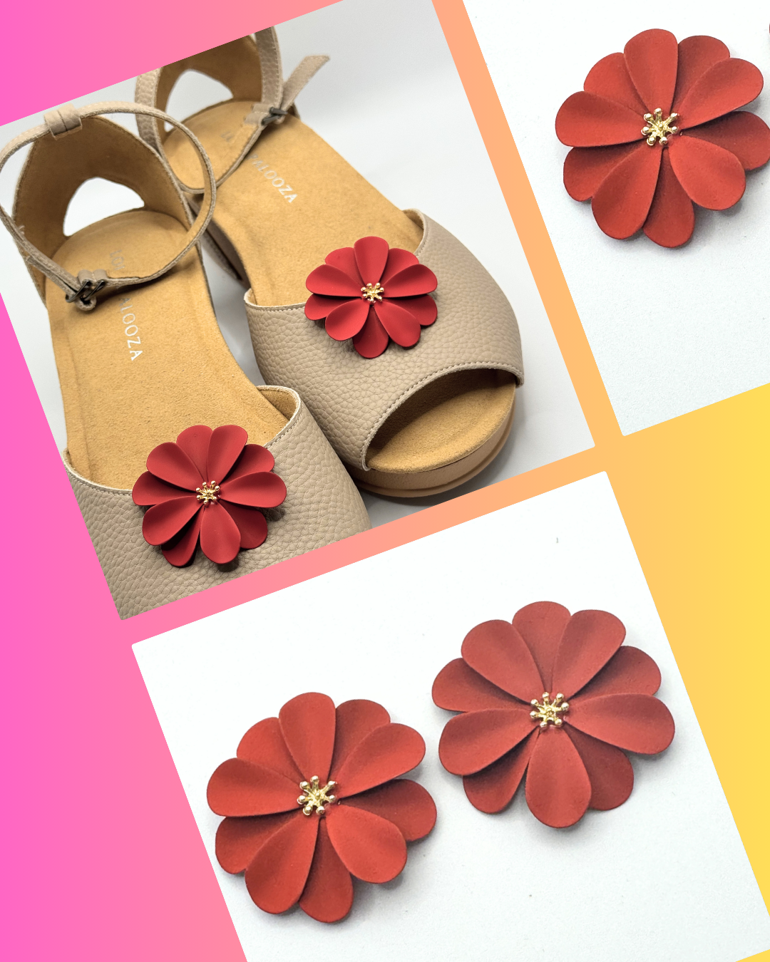 Clip On Metal Large Flower Many Colours