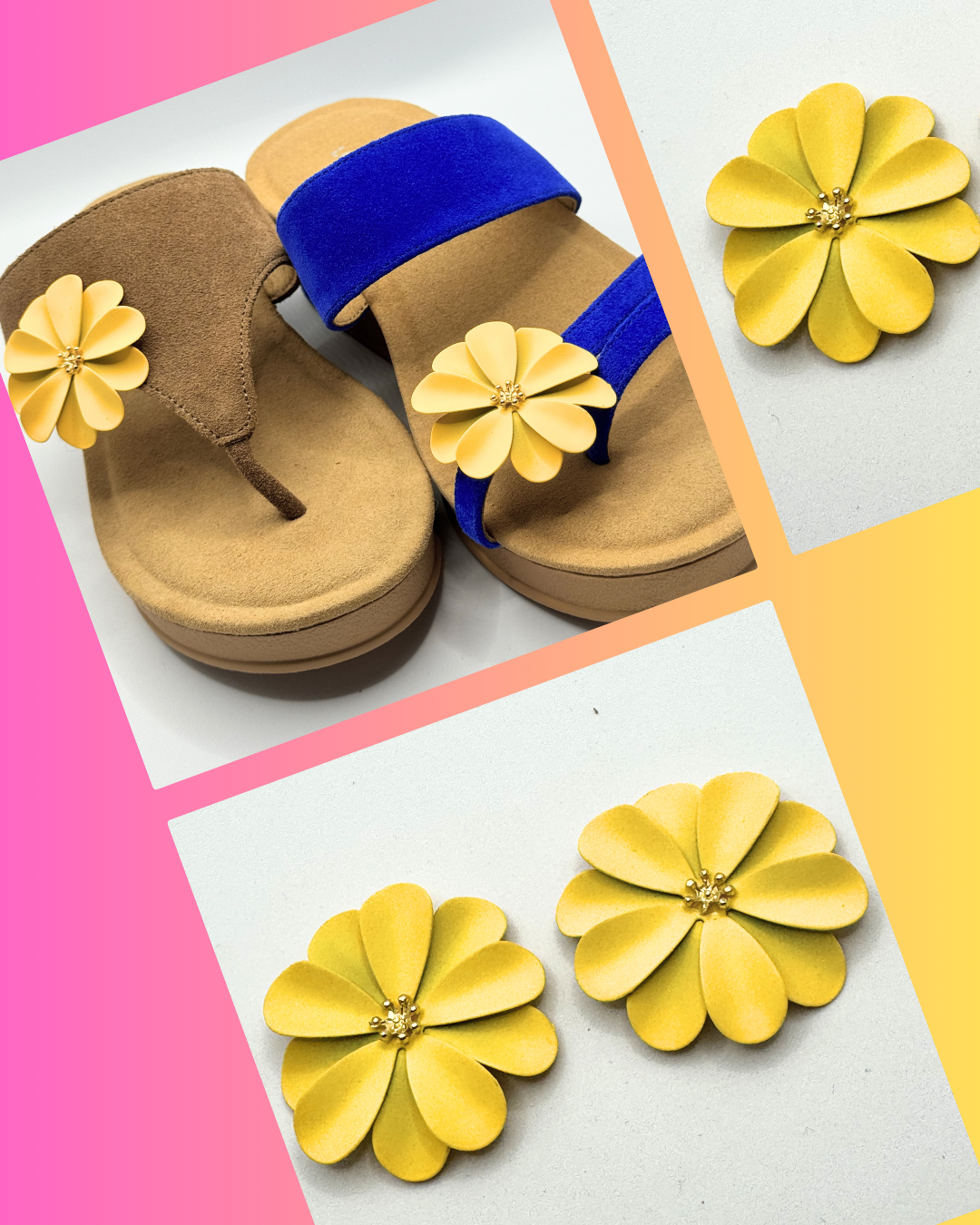 Clip On Metal Large Flower Many Colours