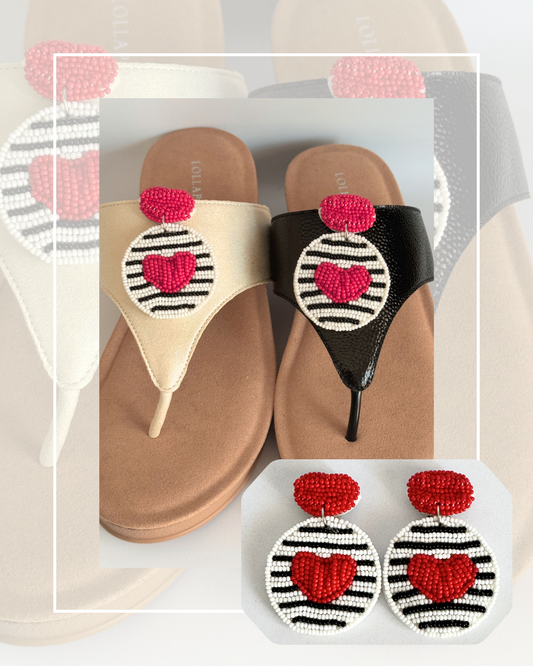 Clip On Lips and Hearts with White and Black Stripes