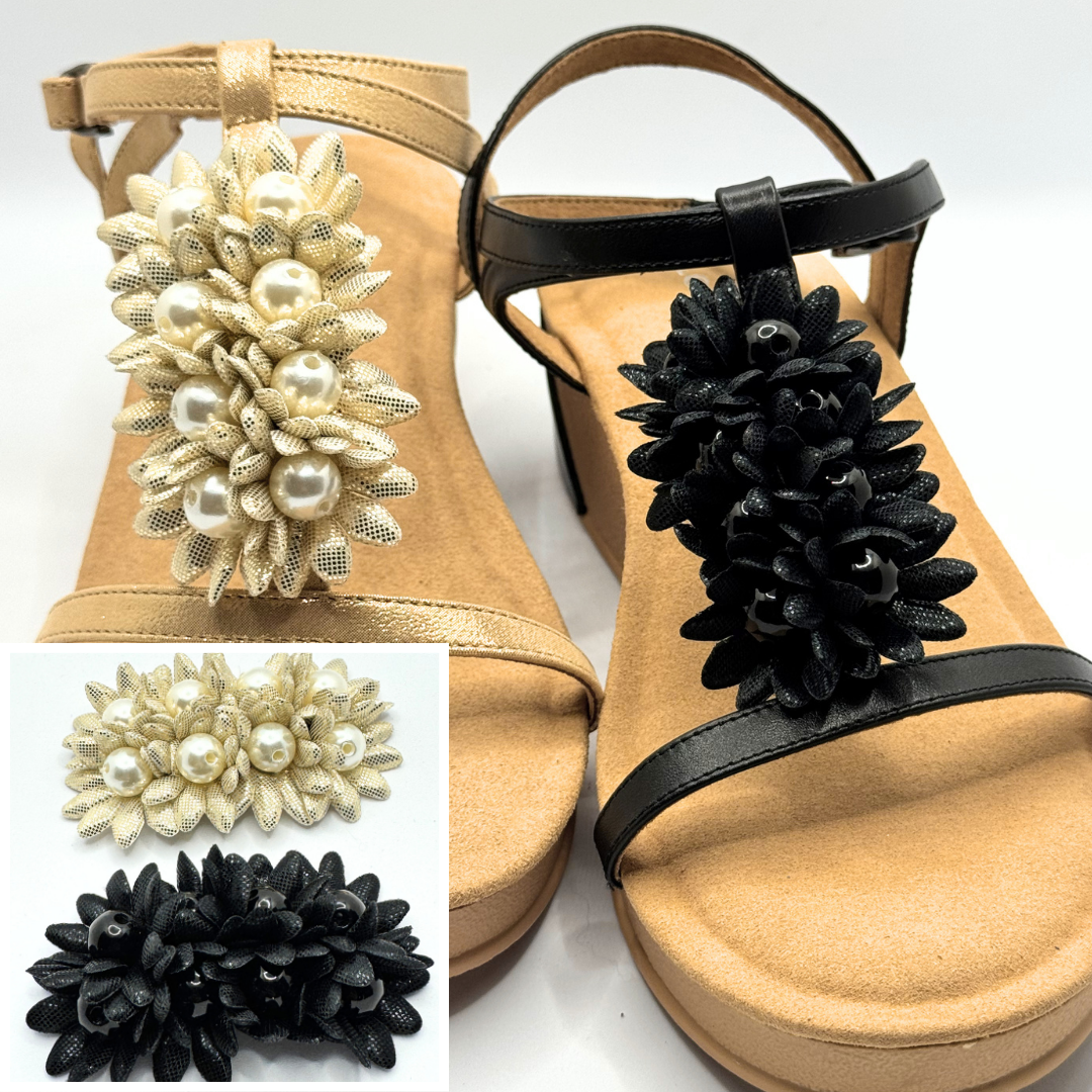 Clip On Long Beaded and Material Flower in Two Colours
