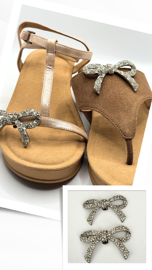 Clip On Silver Metal Bows