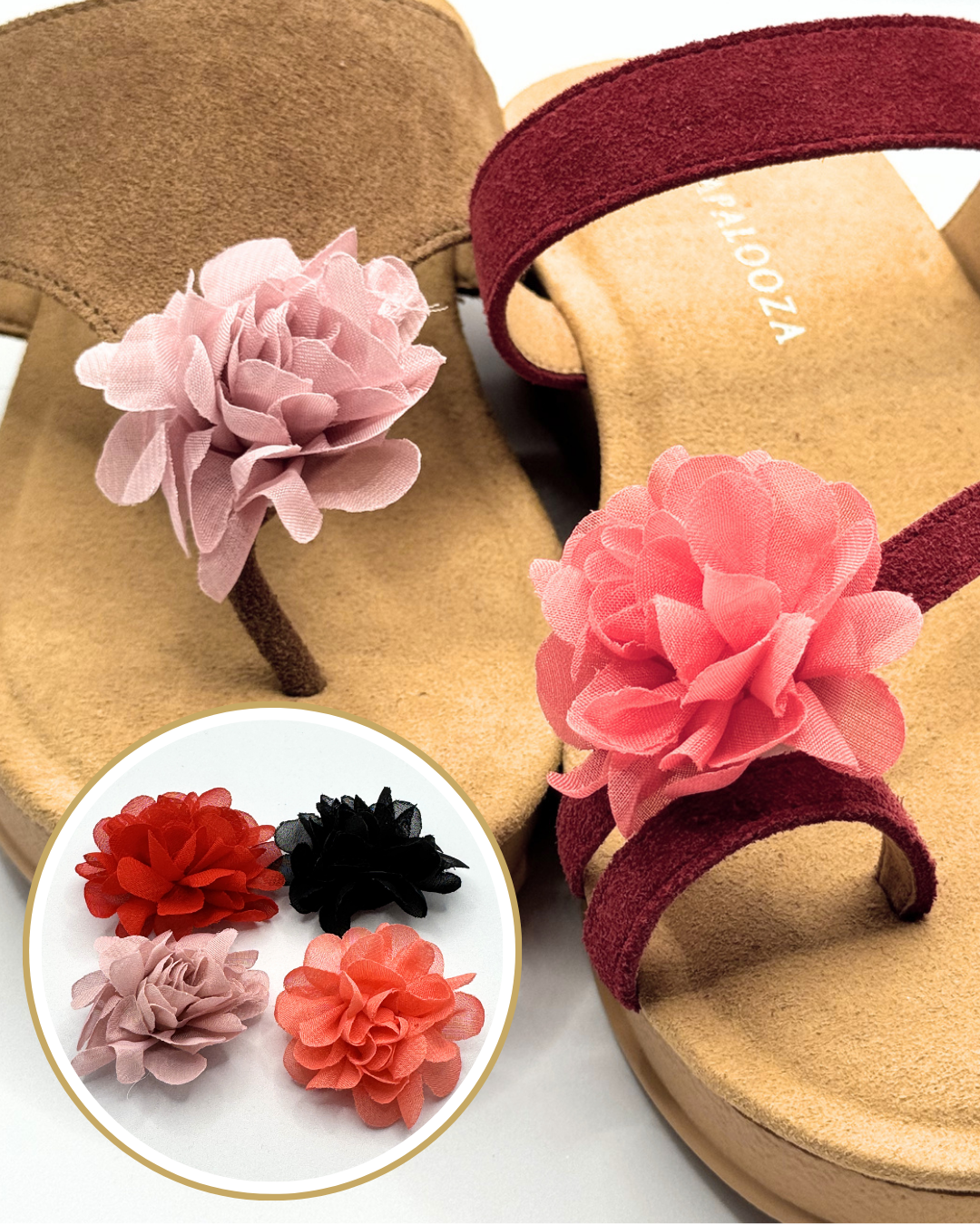 Clip On Material Medium Flowers in 6 Colours