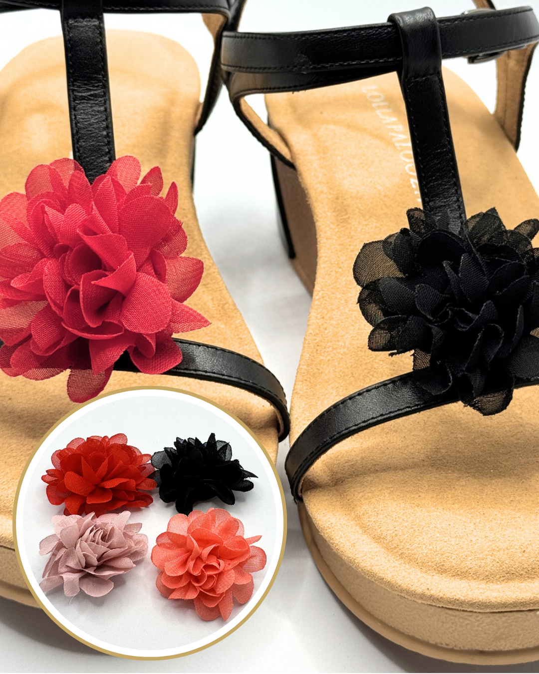 Clip On Material Medium Flowers in 6 Colours