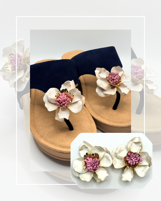 Clip On Cream Metal Flowers - Two Sizes Many colours
