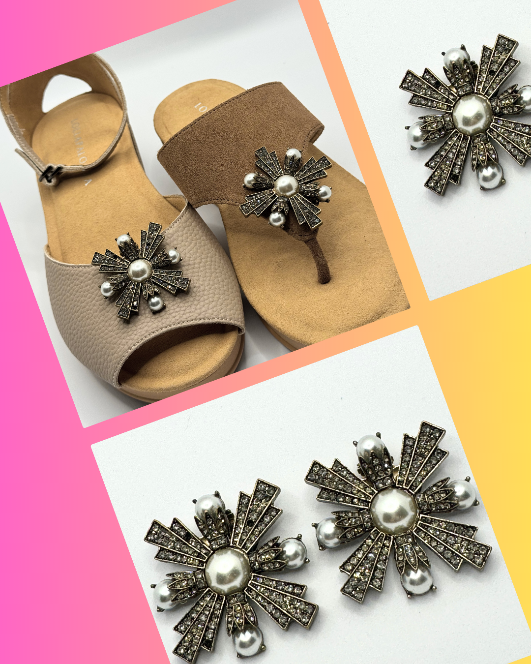 Clip On Metal Regal Cross with Beads