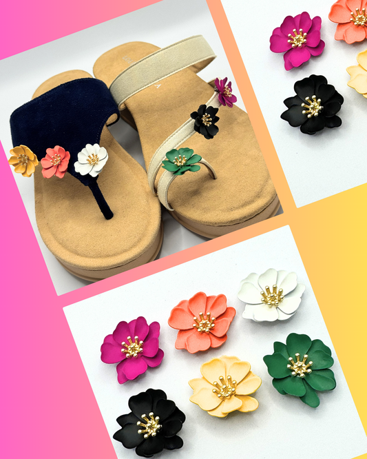 Clip On Small Metal Individual Flowers (Sets of 2) with 6 Colour Options