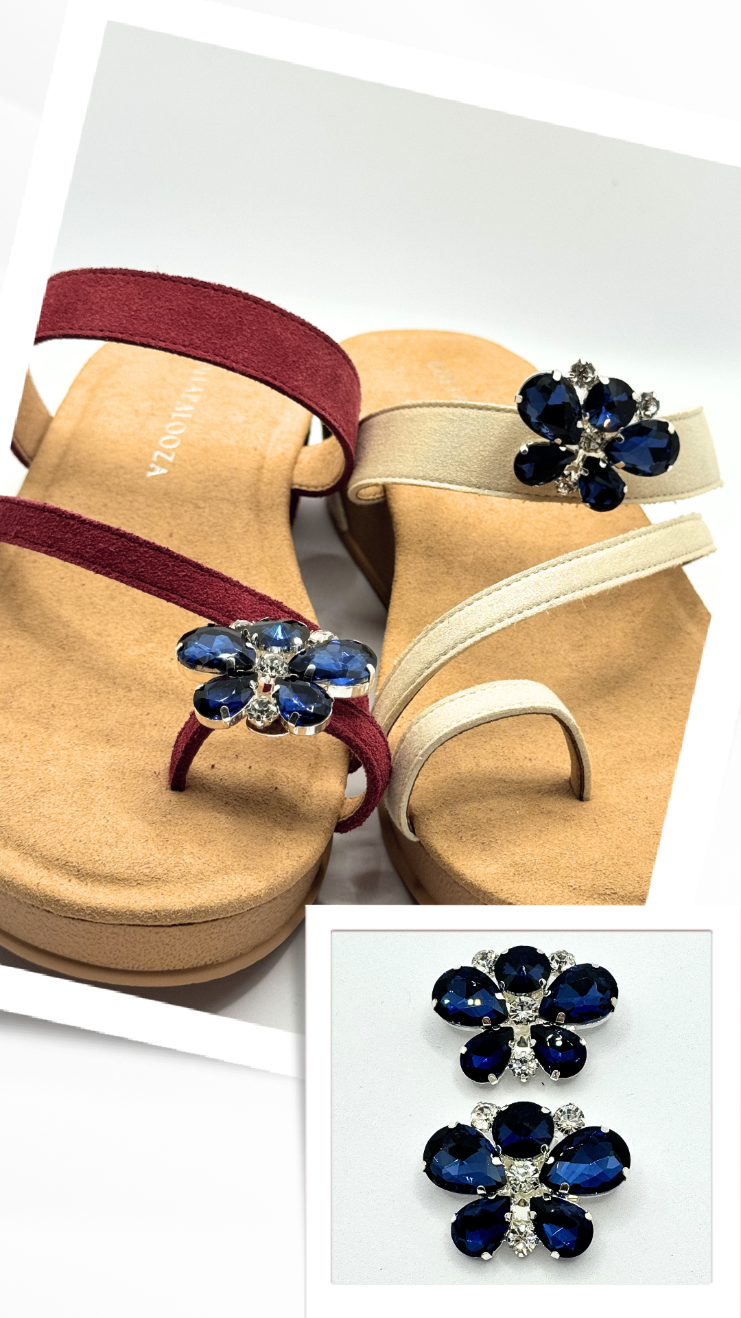 Clip On Navy and Clear Stones with Silver Backing