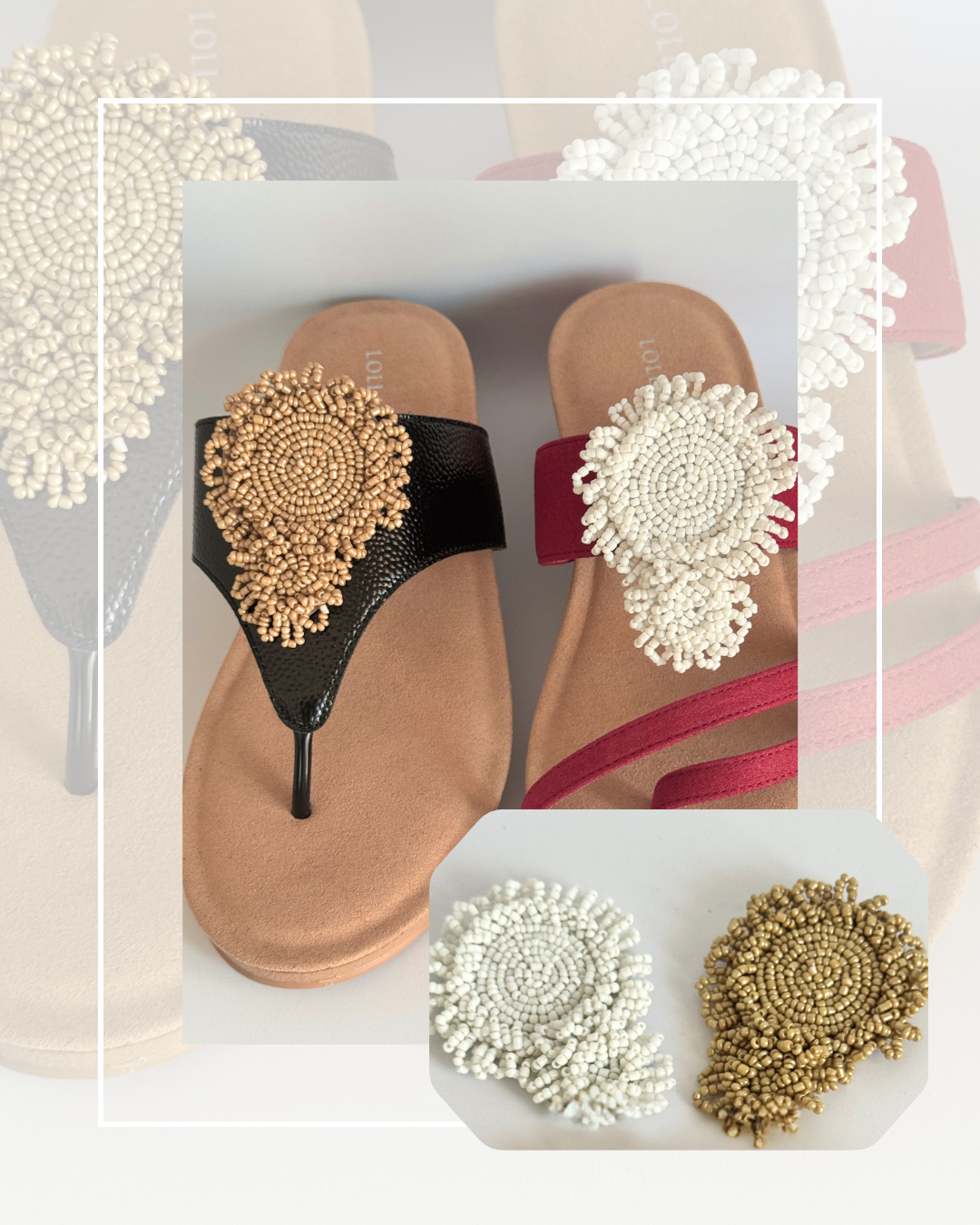 Clip On Beaded Discs in 4 Colours