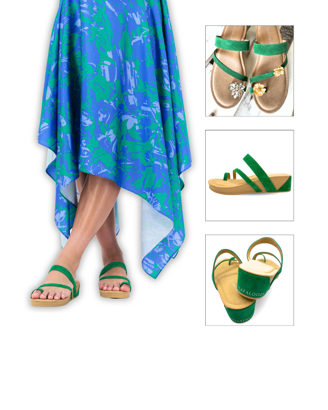 Dubai Apple Green Suede Toe Ring Wedge