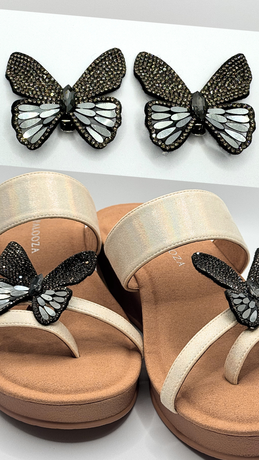 Clip On Pewter Beaded Butterfly