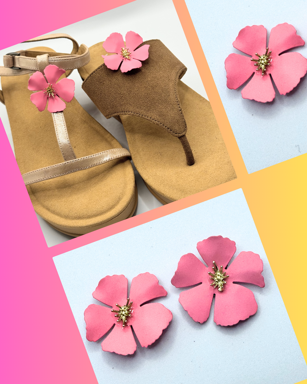 Clip On Metal Medium Flowers Many Colours