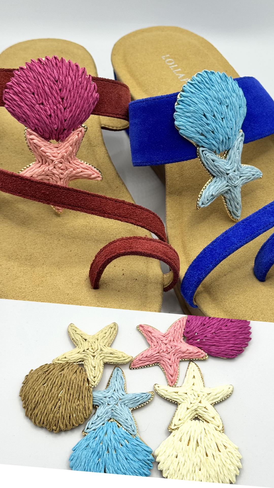 Clip On Paper with Gold Trim Shells and Starfish in 4 Colours