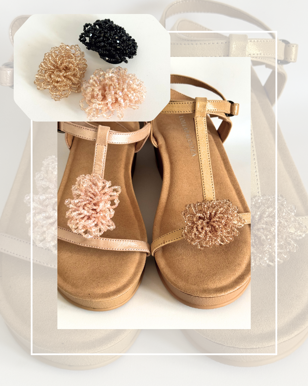 Clip On Beaded Flower Shape in 3 Colours