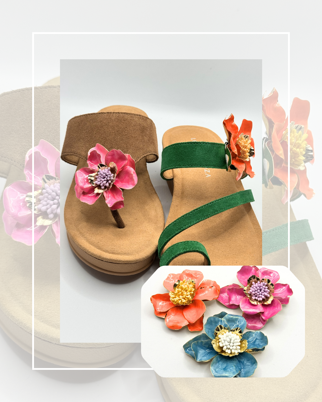 Clip On Cream Metal Flowers - Two Sizes Many colours