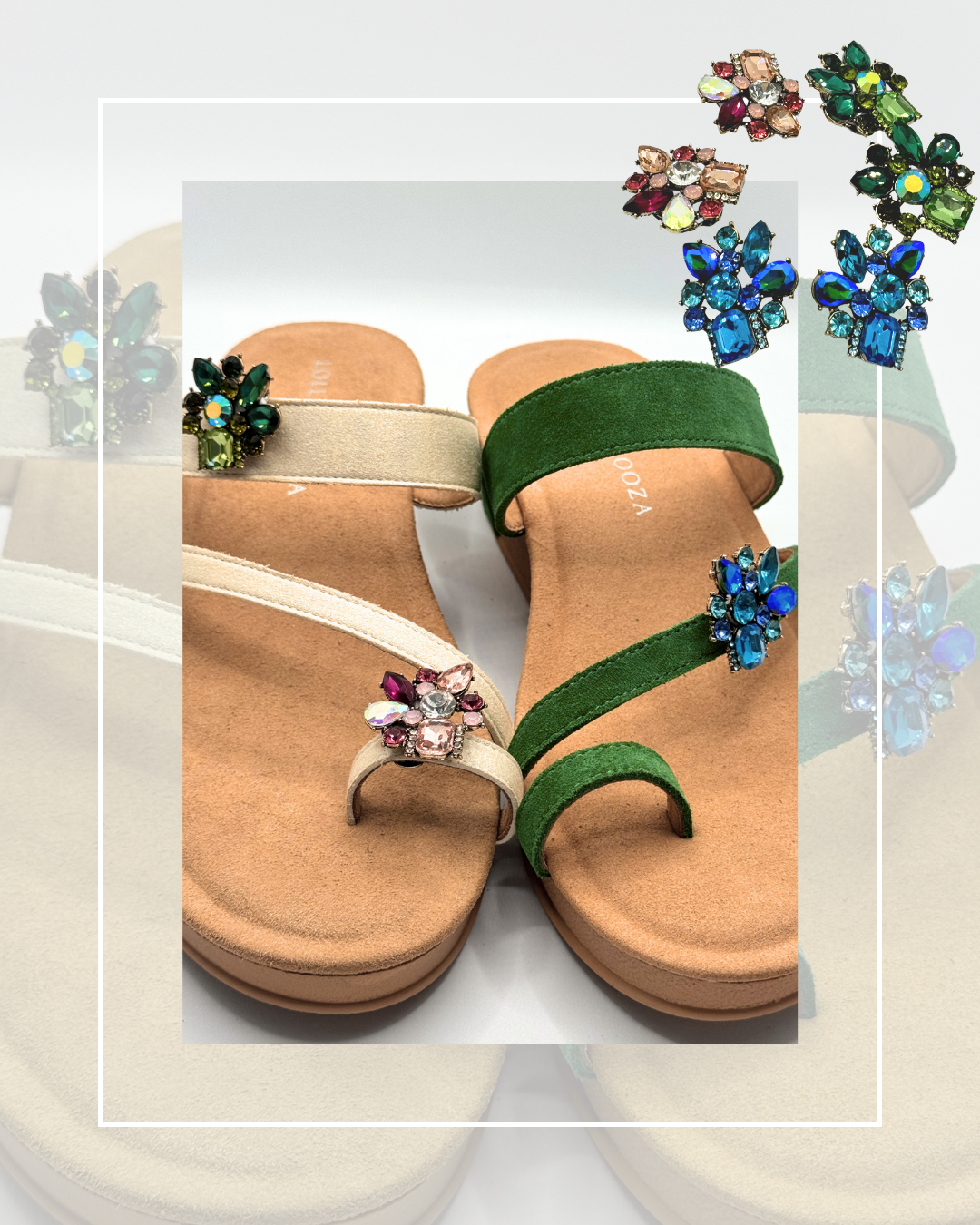 Clip On Gem Metal Toe Rings in 3 Mixed Colours