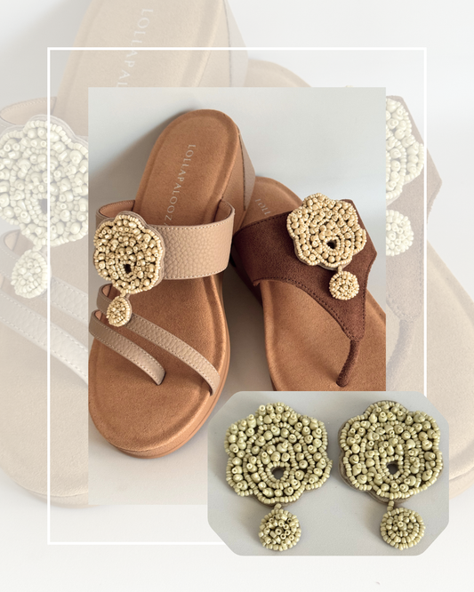 Clip On Felt and Natural Beaded Design