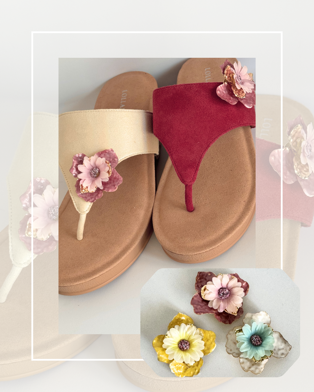Clip On Cream Metal Flowers - Two Sizes Many colours