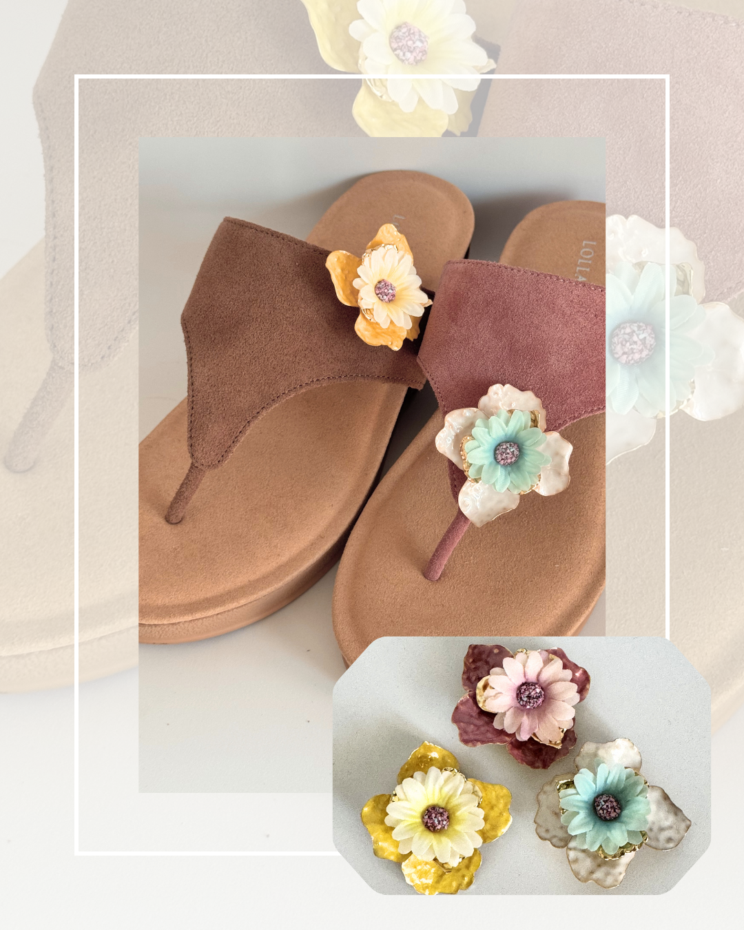 Clip On Cream Metal Flowers - Two Sizes Many colours