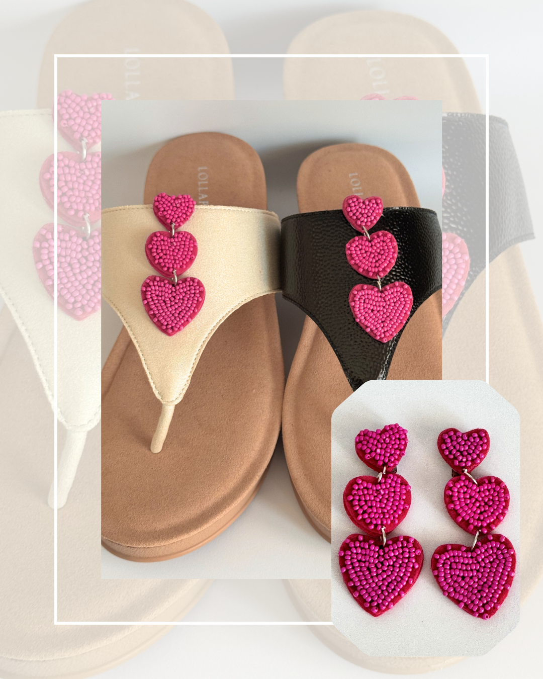 Clip On Trio of Pink Hearts
