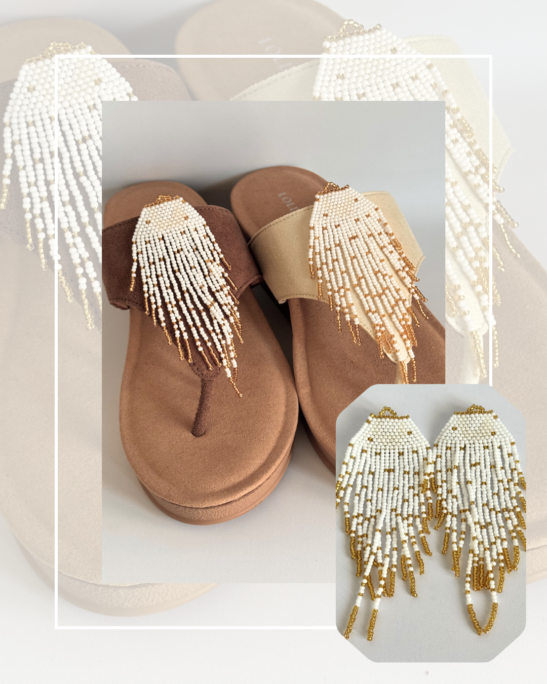 Clip On Long Beaded Tassels with Gold Ends